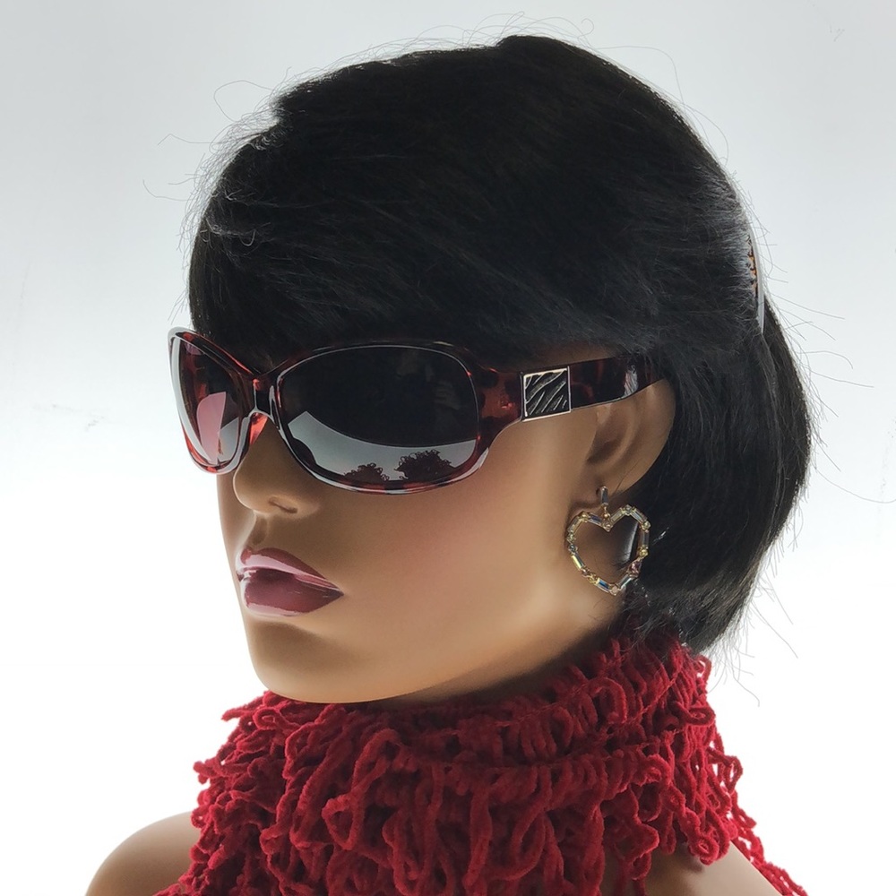 Oleg Cassini Red Oval Tortoise Shell Frame And Me… - image 1